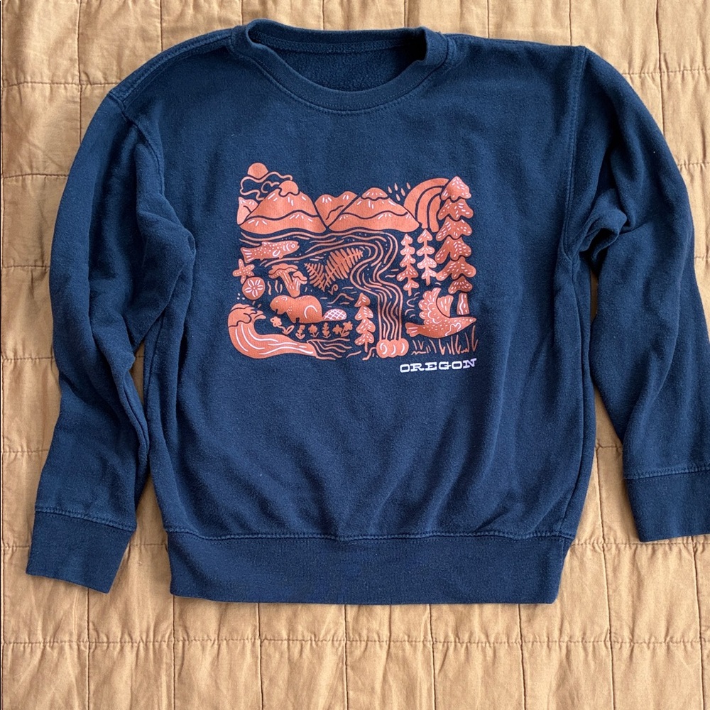 Oregon Navy Blue Graphic Sweatshirt, Kids 5-6yr, Good Condition